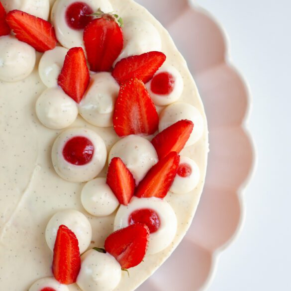 Gluten-free Fraisier cake from above